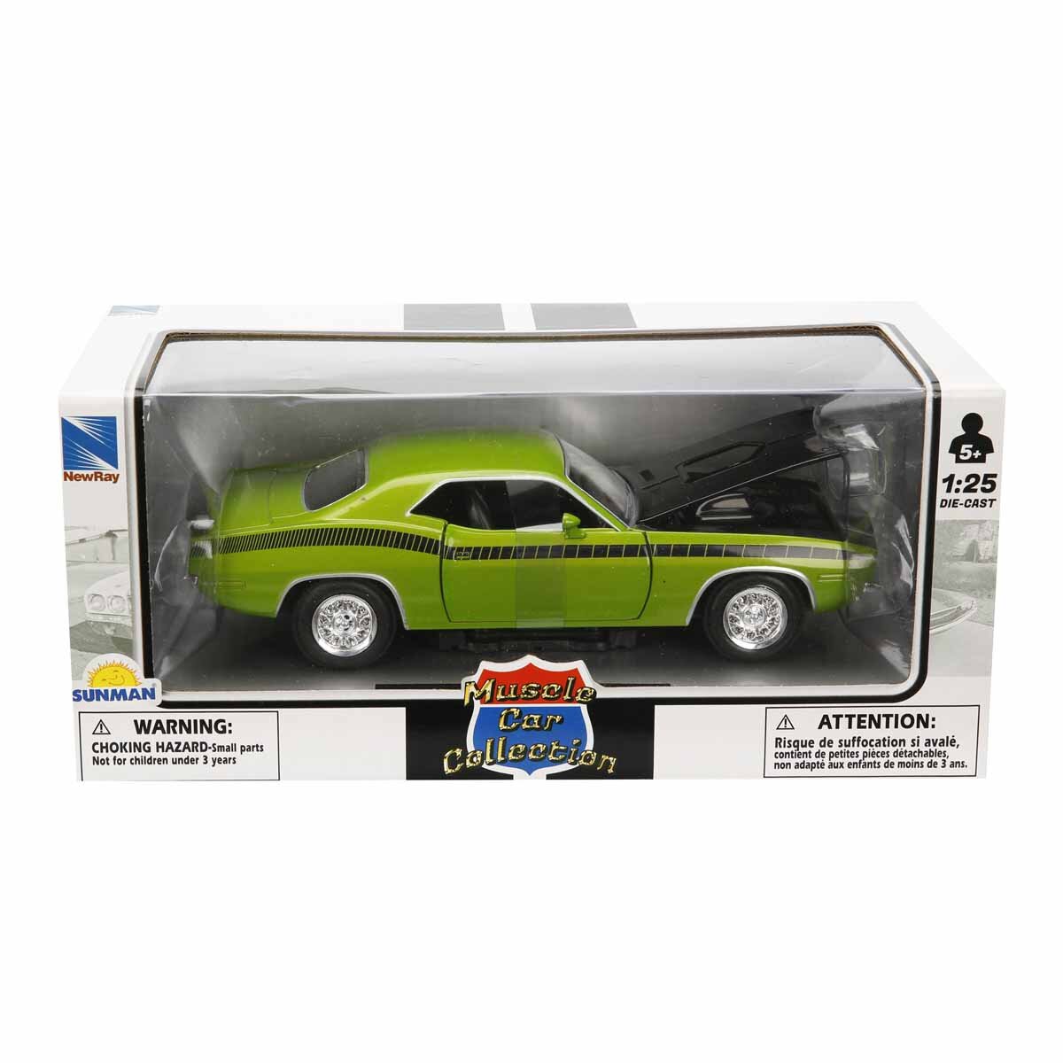 New Ray Masina metalica 1970 Plymouth Cuda Verde 1:25