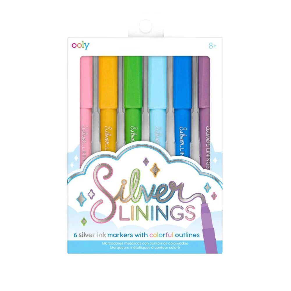 Ooly Set 6 carioci cu contur argintiu silver linings