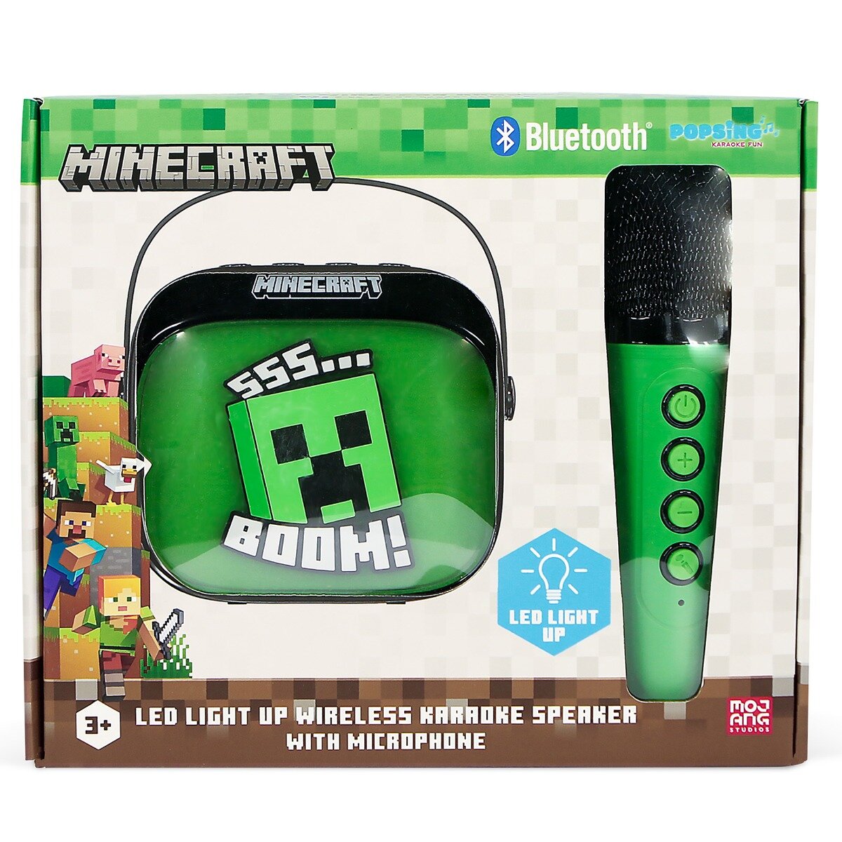 OTL Set karaoke cu boxa si microfon wireless si lumini LED Minecraft PopSing