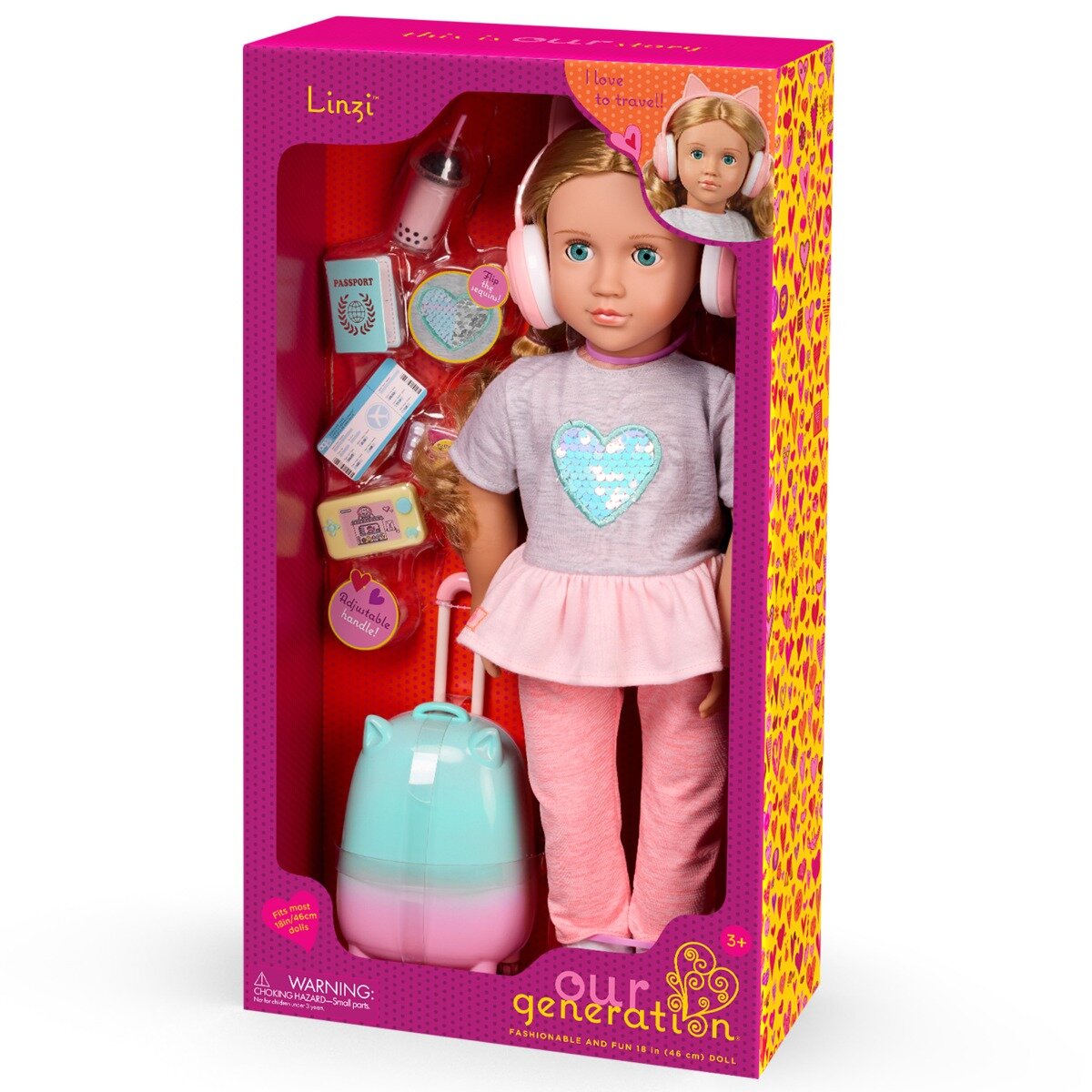 Our Generation Papusa Linzi cu accesorii de calatorie 46 cm