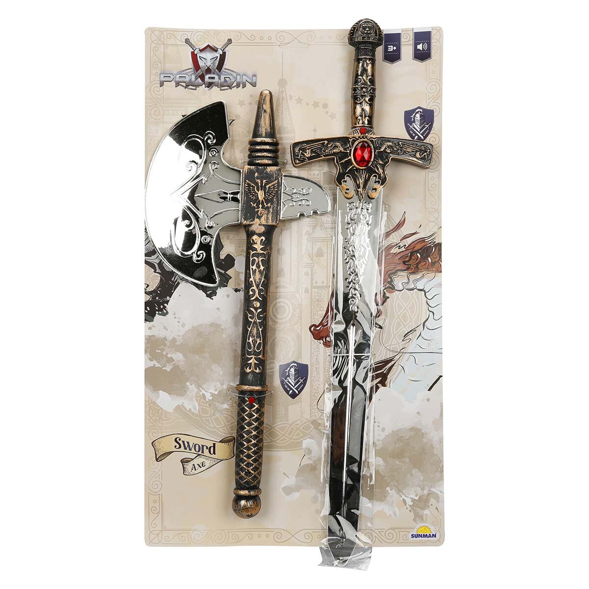 Paladin Set sabie si topor cu sunete Voice Knight