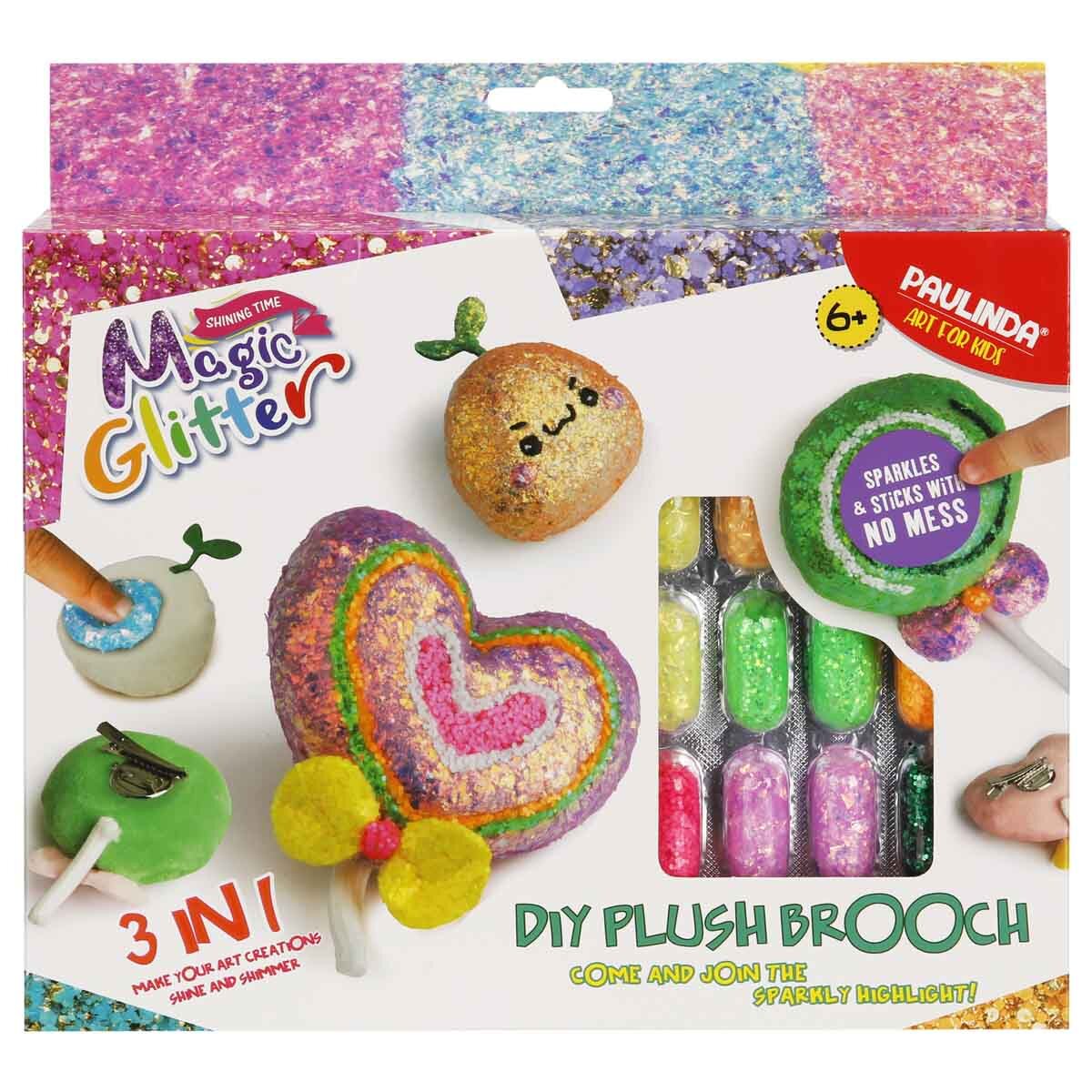 Paulinda Set de creatie cu sclipici Magic Glitter 3In1 Plush Brooch Design
