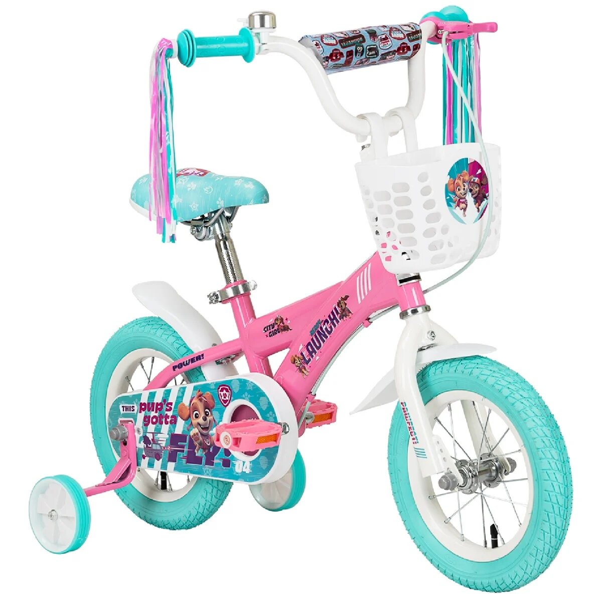 Paw Patrol Bicicleta cu roti ajutatoare si cos Skye 12 inch