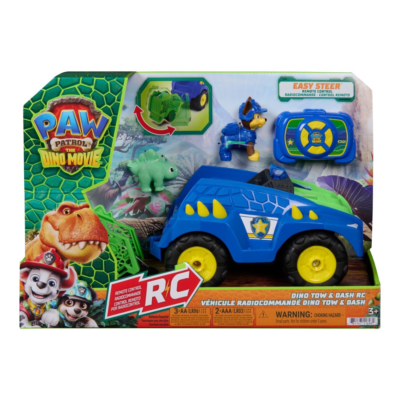 Paw Patrol Masina cu telecomanda si figurine Dino Tow and Dash Rc 6076166