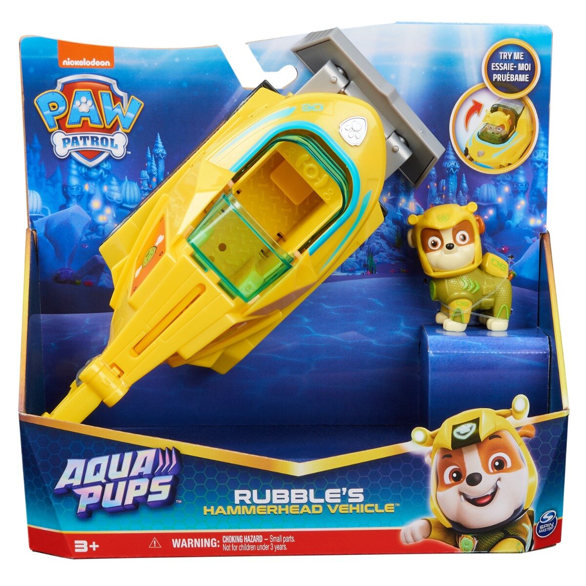 Paw Patrol Masinuta cu figurina Aqua Pups Rubble Hammerhead 20139010