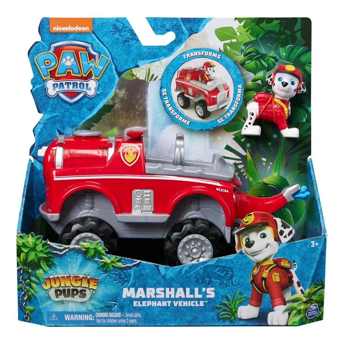Paw Patrol Masinuta cu figurina Jungle Pups Marshall 20143429