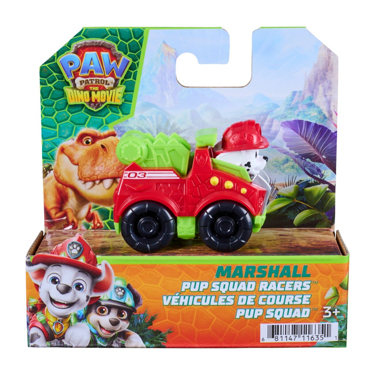 Paw Patrol Mini vehicul cu figurina the Dino Movie Pup Squad Racers Marshall 20157135