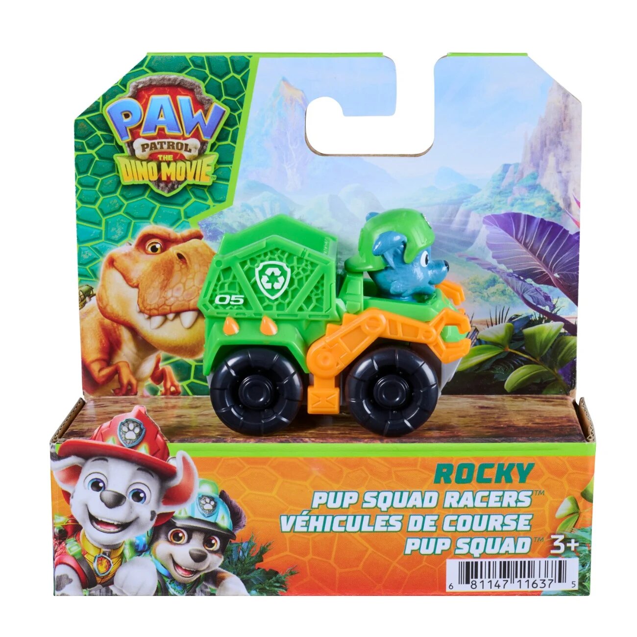 Paw Patrol Mini vehicul cu figurina the Dino Movie Pup Squad Racers Rocky 20157137