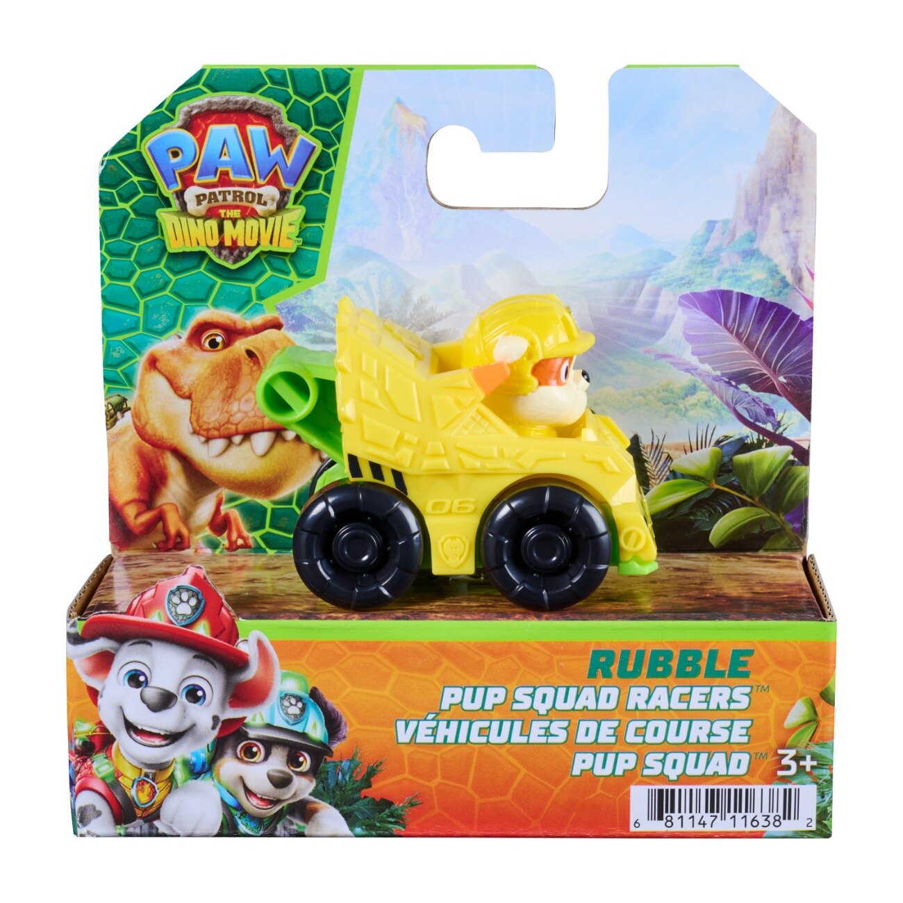 Paw Patrol Mini vehicul cu figurina the Dino Movie Pup Squad Racers Rubble 20157138