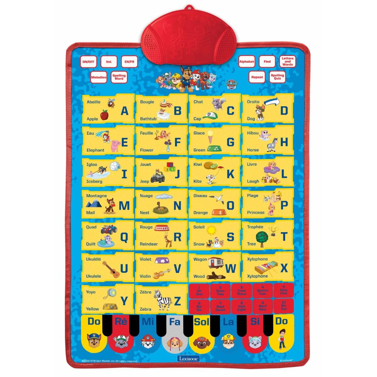 Paw Patrol Poster interactiv Lexibook Alfabet Engleza-Franceza