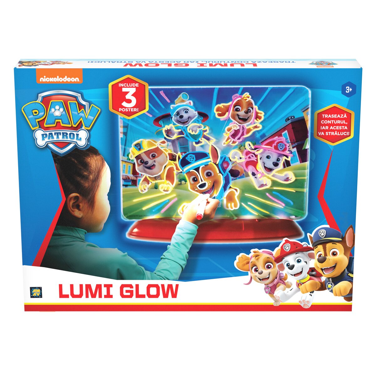 Paw Patrol Tabla de desen cu lumini 3D Lumi Glow