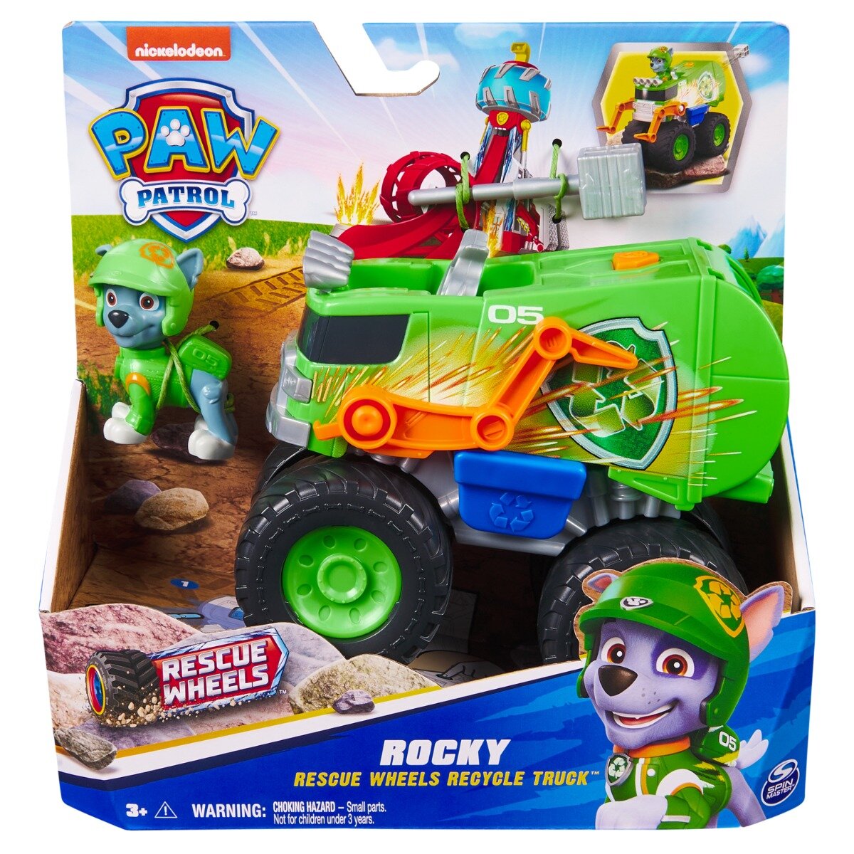 Paw Patrol Vehicul cu figurina Rocky Rescue Wheels Recycle Truck 6069331