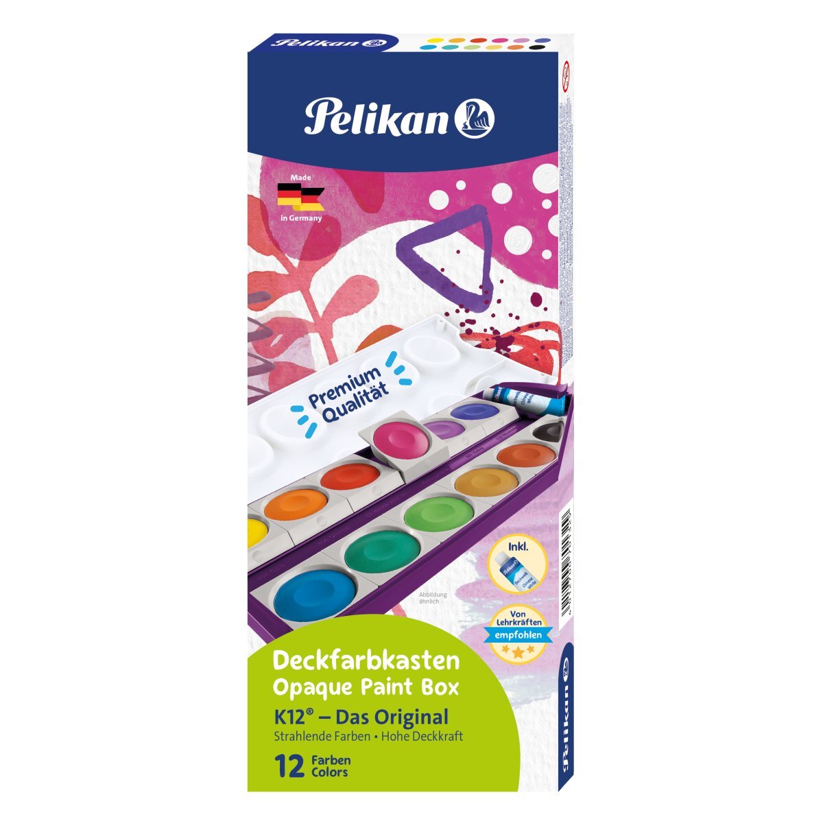 Pelikan Acuarele K12 12 culori si tub alb de zinc