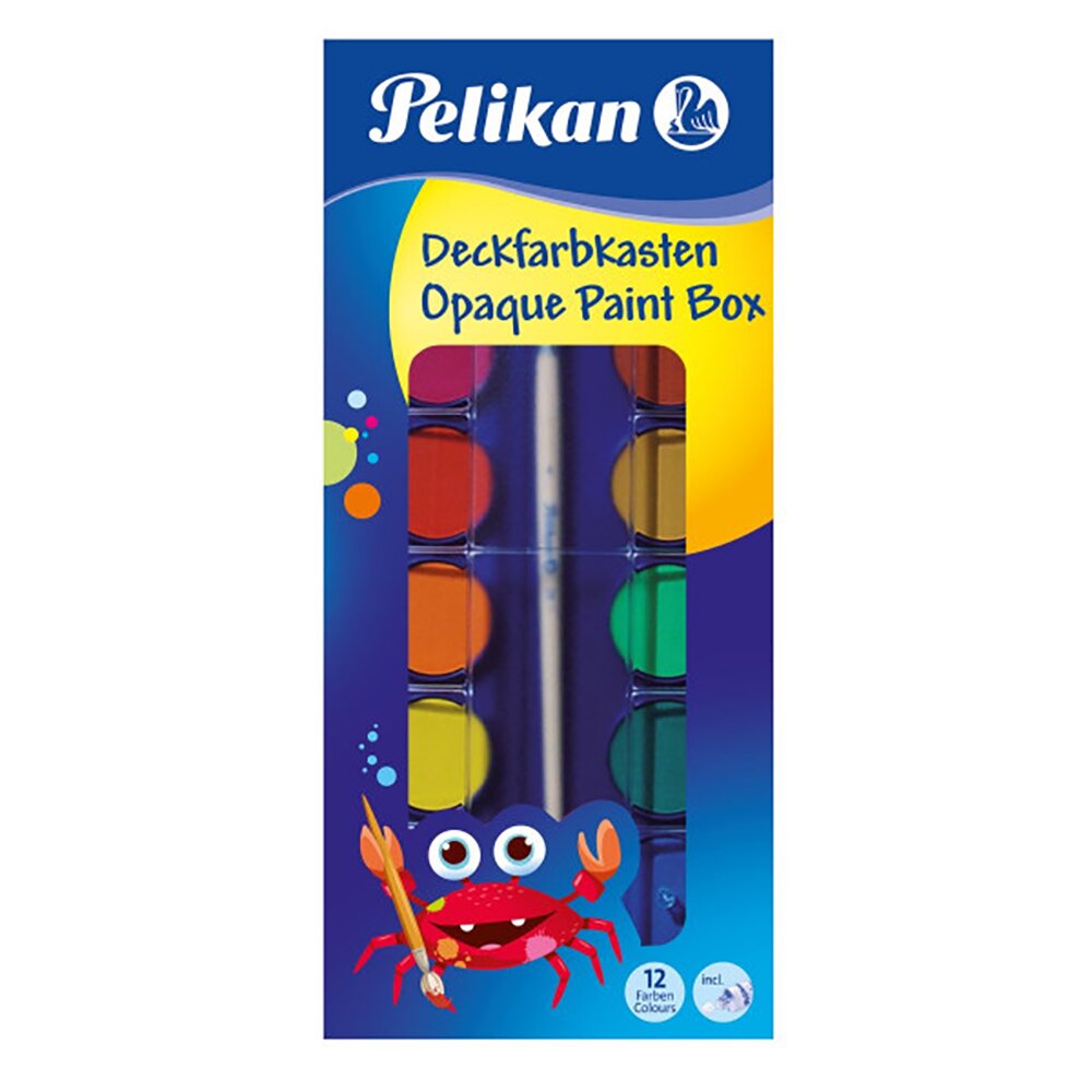 Pelikan Acuarele pensula si tub alb de zinc 12 culori