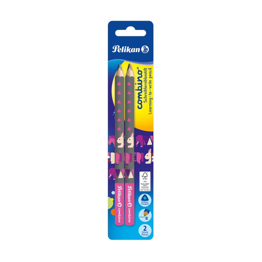 Pelikan Creion grafit lacuit Combino Gros Invata sa scrii Roz 2 bucati Blister
