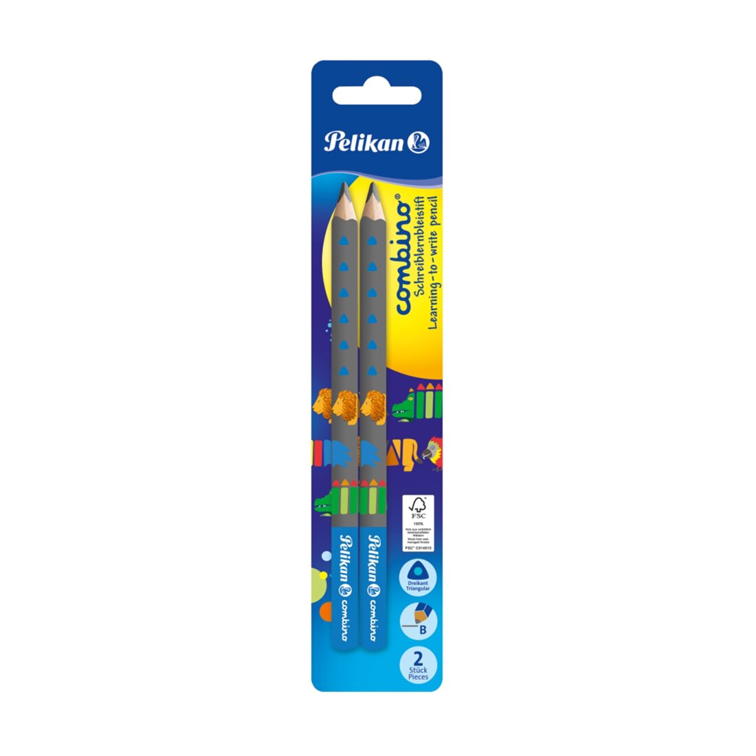 Pelikan Creion grafit lacuit Combino Invata sa scrii Albastru 2 bucati blister