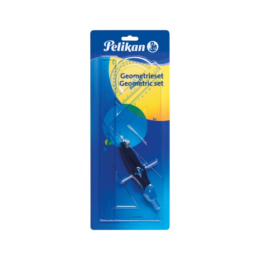 Pelikan Set geometrie 5 piese Compas Rigla Raportor 2 Echere