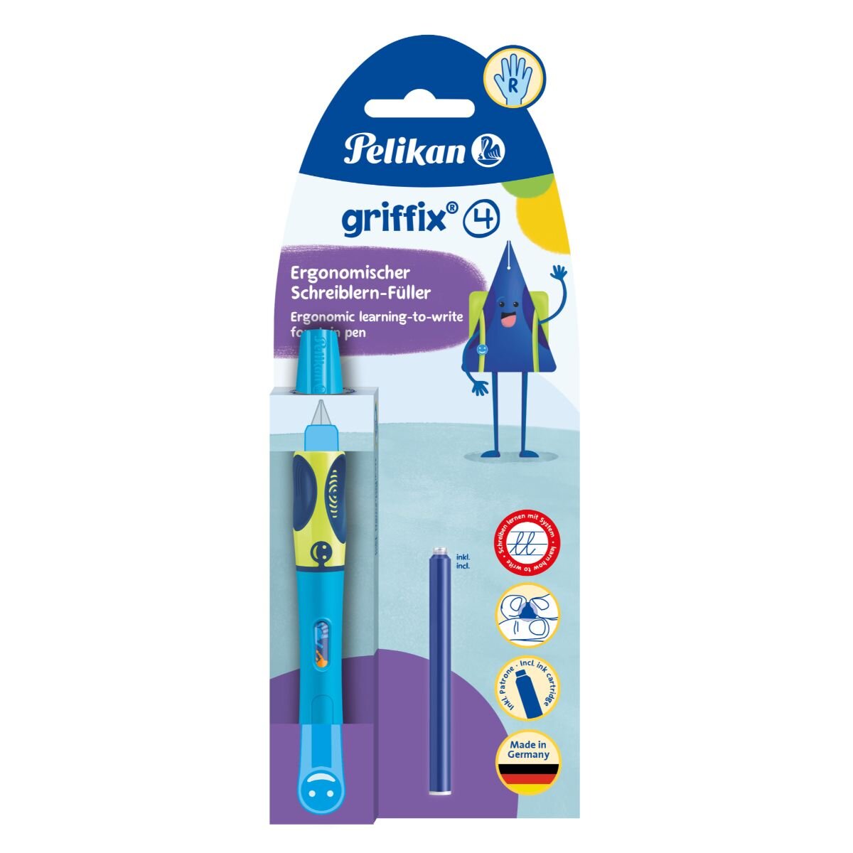 Pelikan Stilou Griffix pentru dreptaci Herlitz Neon Fresh Blue
