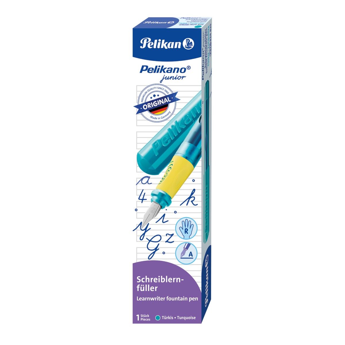 Pelikan Stilou pentru dreptaci o Junior Penita A Grip Ergonomic Turcoaz