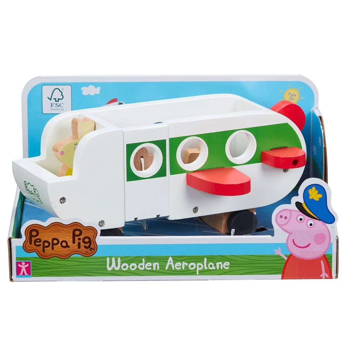 Peppa Pig Set figurina cu avion din lemn