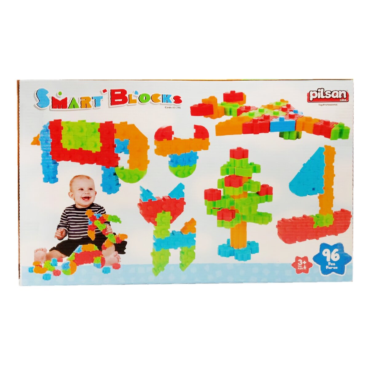 PILSAN Set de joaca cutie cu blocuri de construit Smart 96 piese