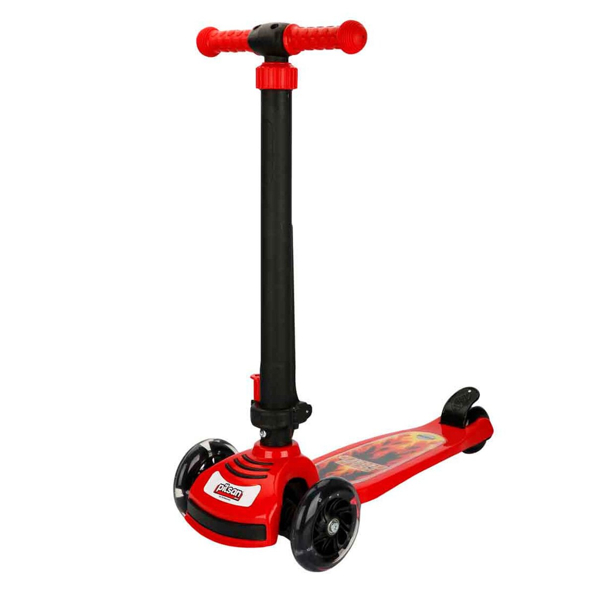 PILSAN Trotineta pliabila cu 3 roti si lumini Power Scooter Rosu