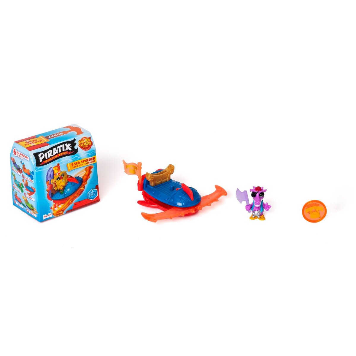 Piratix Set figurina cu barca Shark Treasure Sea Speeders