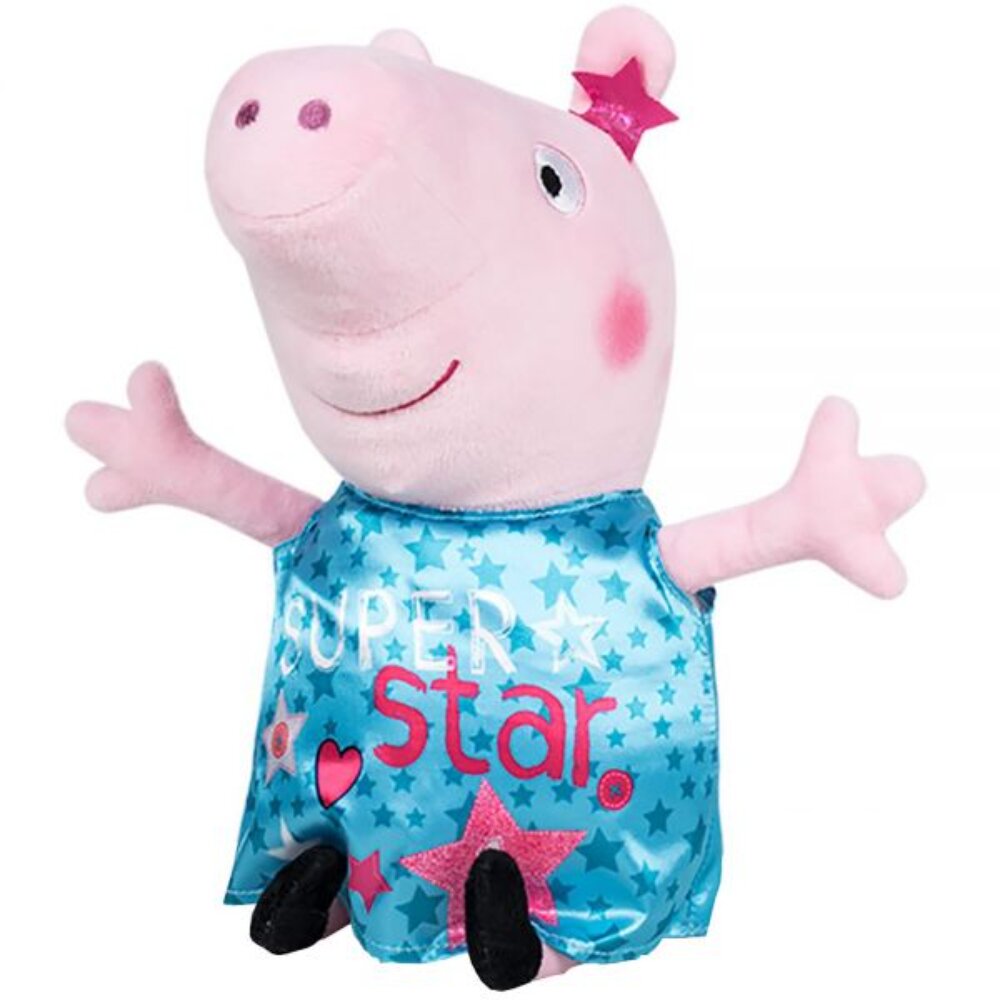Play by Play Jucarie de plus Peppa Pig cu rochie turcoaz din satin 25 cm