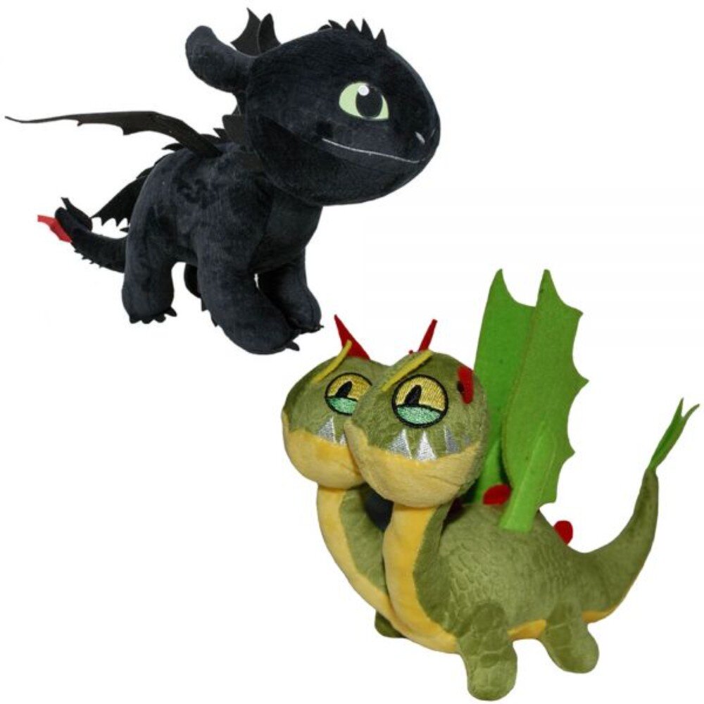 Play by Play Set 2 jucarii de plus Toothless 25 cm si Zippleback Dragons 20 cm