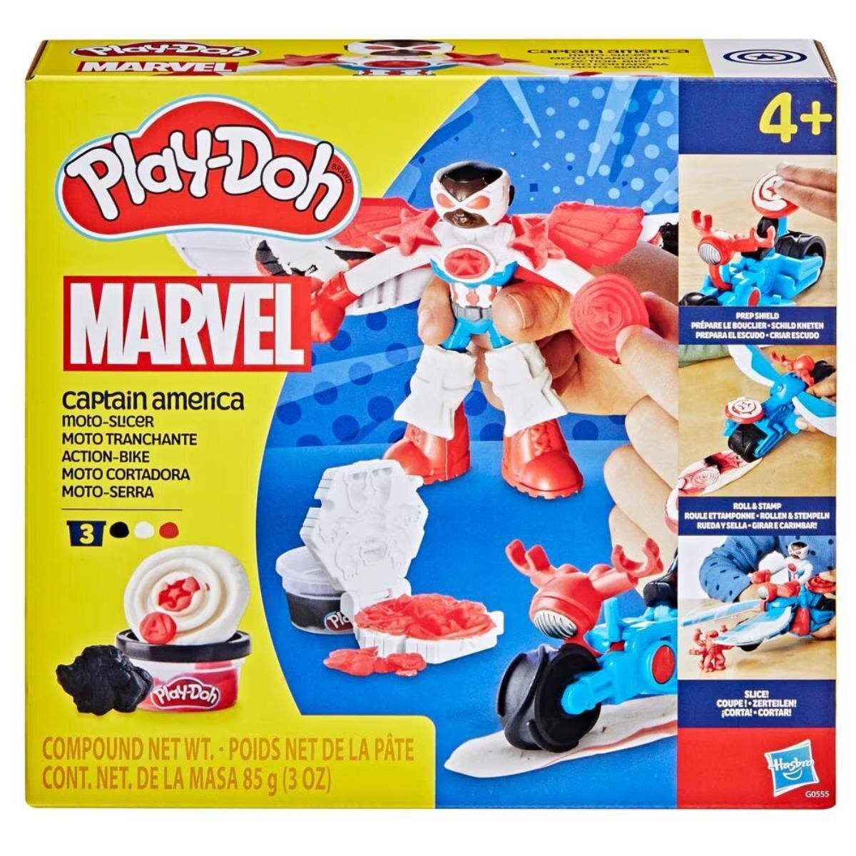 Play-Doh Set de joaca cu figurina Marvel Captain America si Moto Slicer G0555