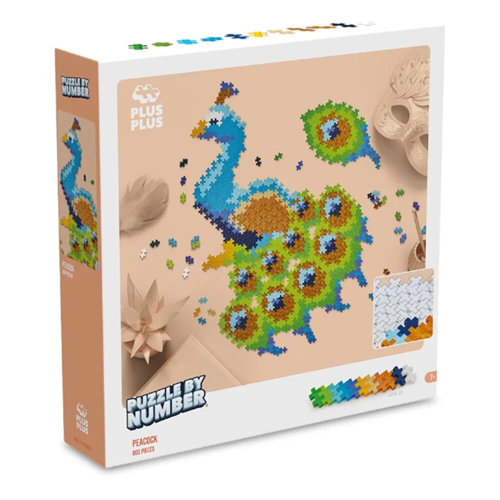 Plus-Plus Puzzle pe numere Paun 800 piese