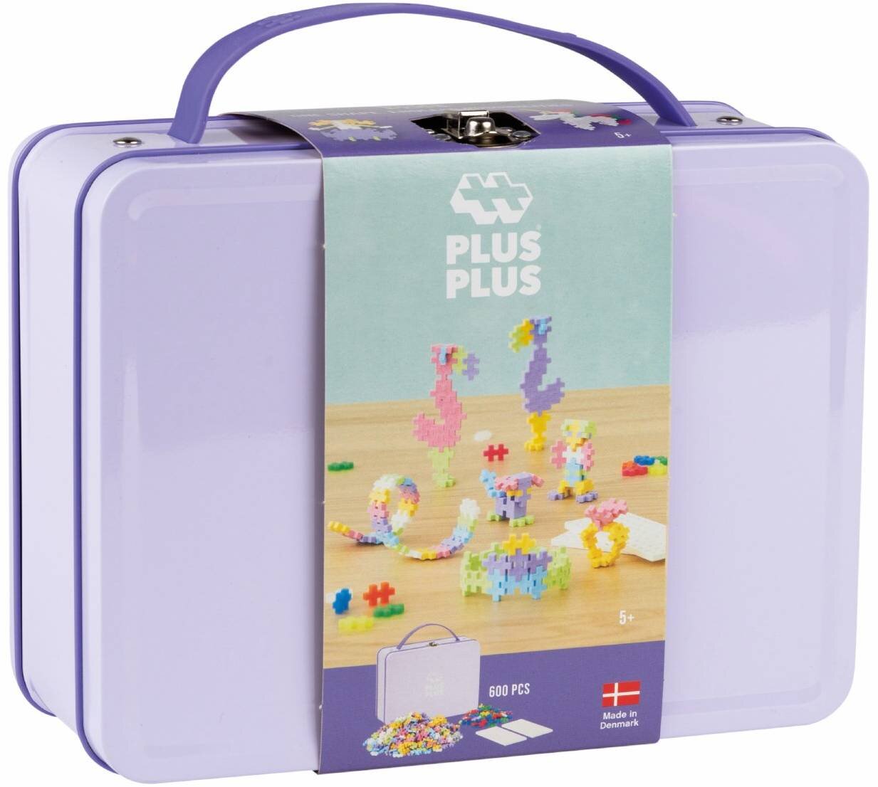 Plus-Plus Set constructie 600 piese portabil in cutie metalica Culori pastelate