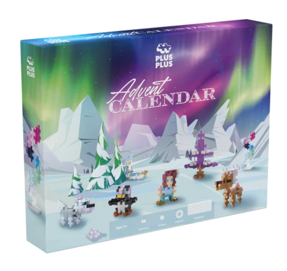 Plus-Plus Set constructie Calendar Advent Mos Craciun si Aurora Boreala
