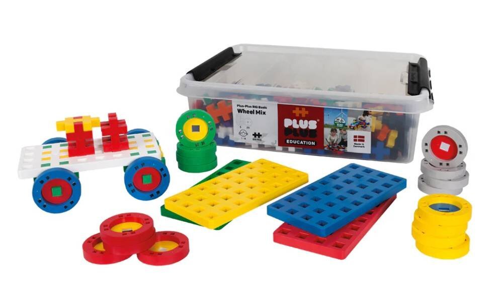 Plus-Plus Set constructie educativ 200 piese mari mix cu roti si placi de baza