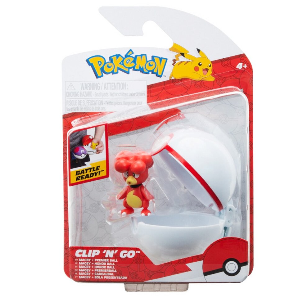 Pokemon Figurina in bila Clip N Go S2 Magby si Premier Ball