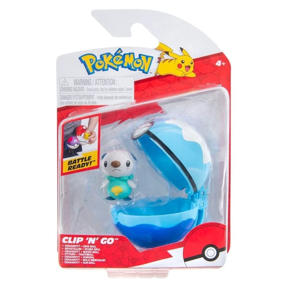Pokemon Figurina in bila Clip N Go S2 Oshawott si Dive Ball