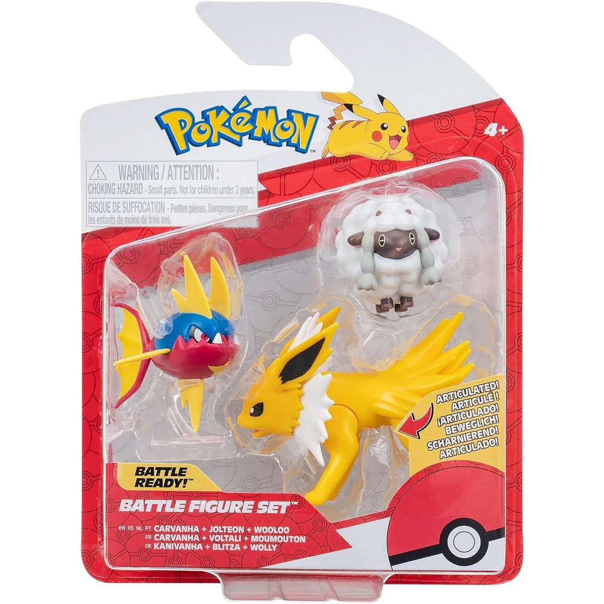 Pokemon Set 3 figurine de actiune Carvanha Jolteon Wooloo