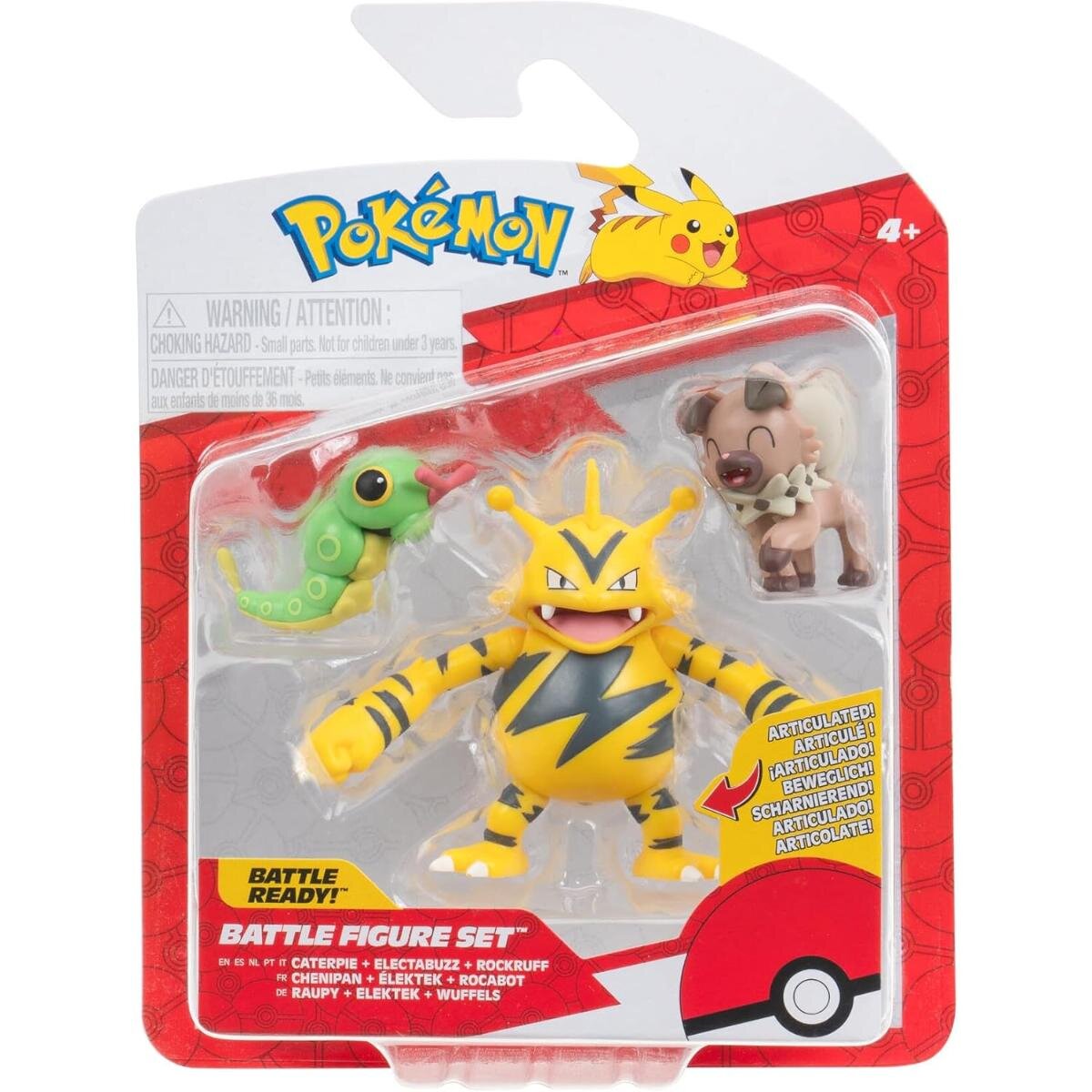 Pokemon Set 3 figurine de actiune Caterpie Electabuzz si Rockruff