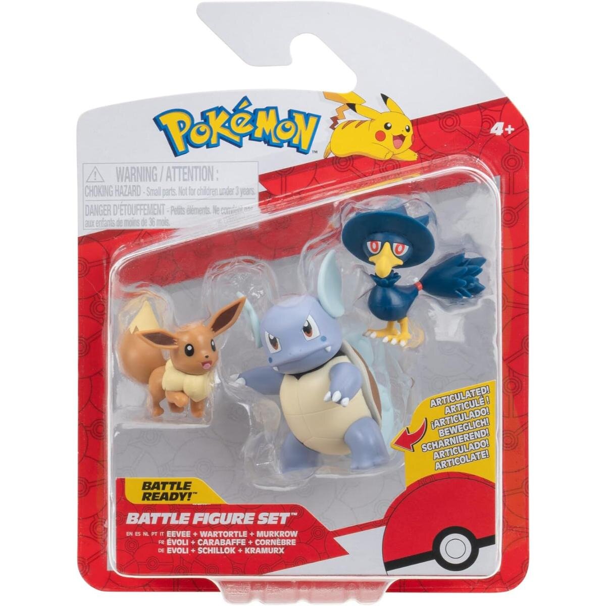 Pokemon Set 3 figurine de actiune Eevee Wartortle si Murkrow