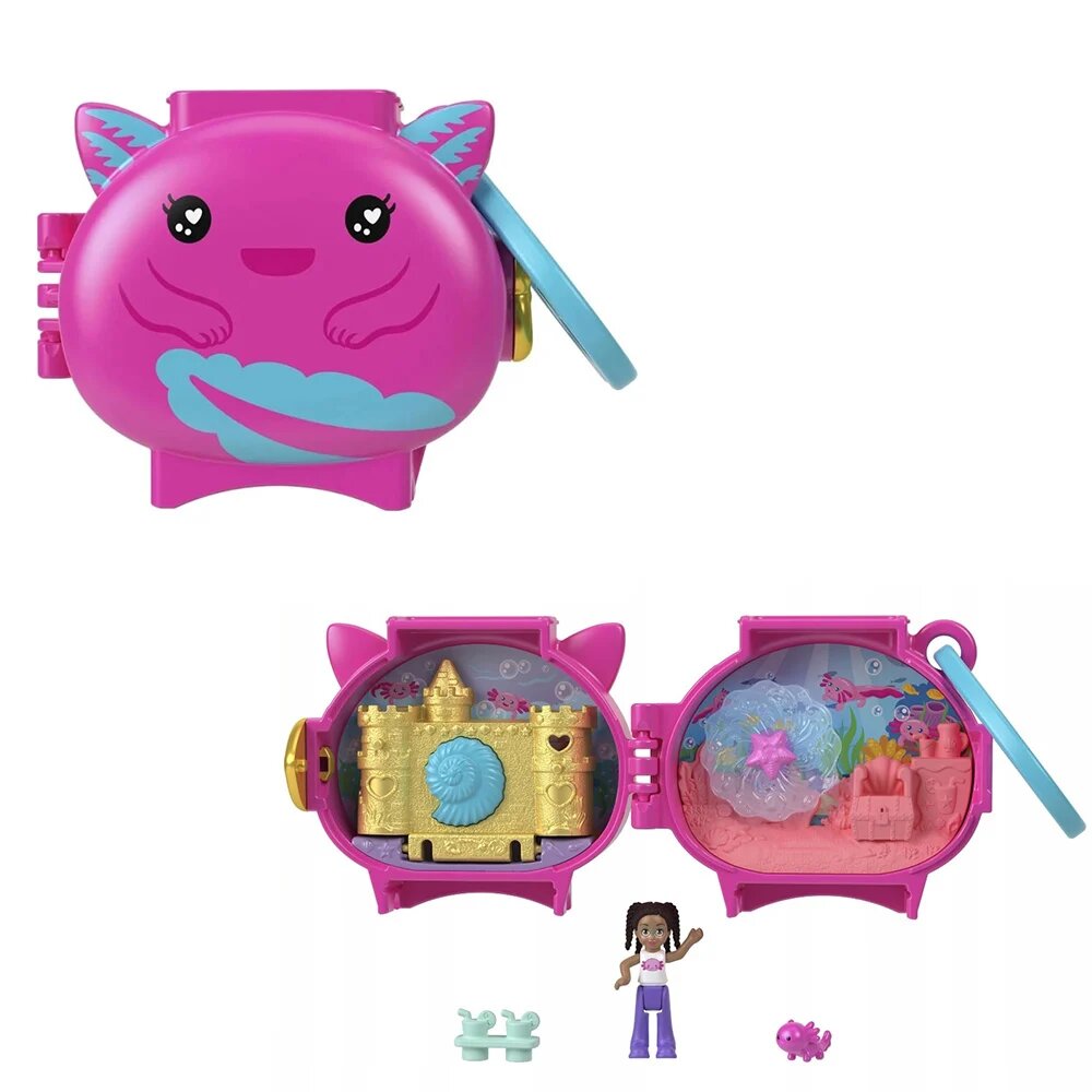 Polly Pocket Mini gentuta in forma de animalut cu accesorii Axolotl HXX22