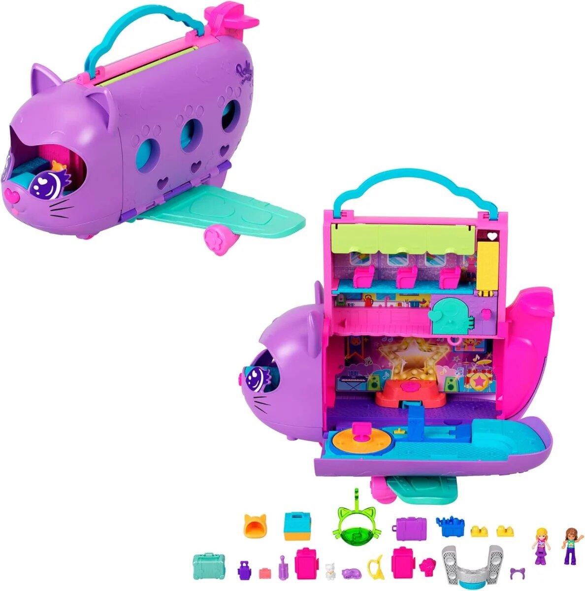 Polly Pocket Set de joaca cu 2 papusi Kitty Airplane HWP19