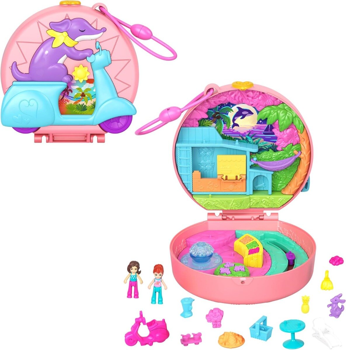 Polly Pocket Set de joaca cu 2 papusi si 12 accesorii Adventure Moped HWN98