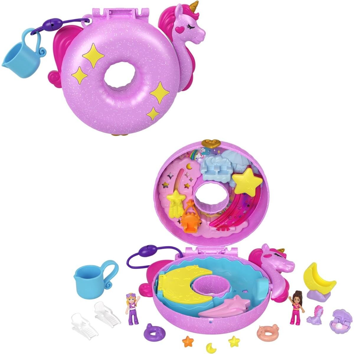 Polly Pocket Set de joaca cu 2 papusi si 12 accesorii Unicorn Floatie HKV34