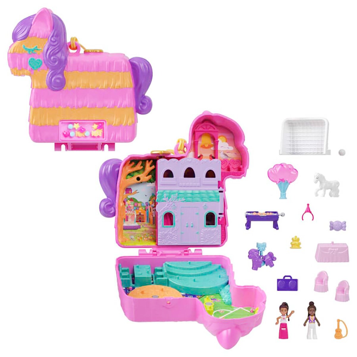 Polly Pocket Set de joaca cu 2 papusi si 13 accesorii Pinata Party HKV32
