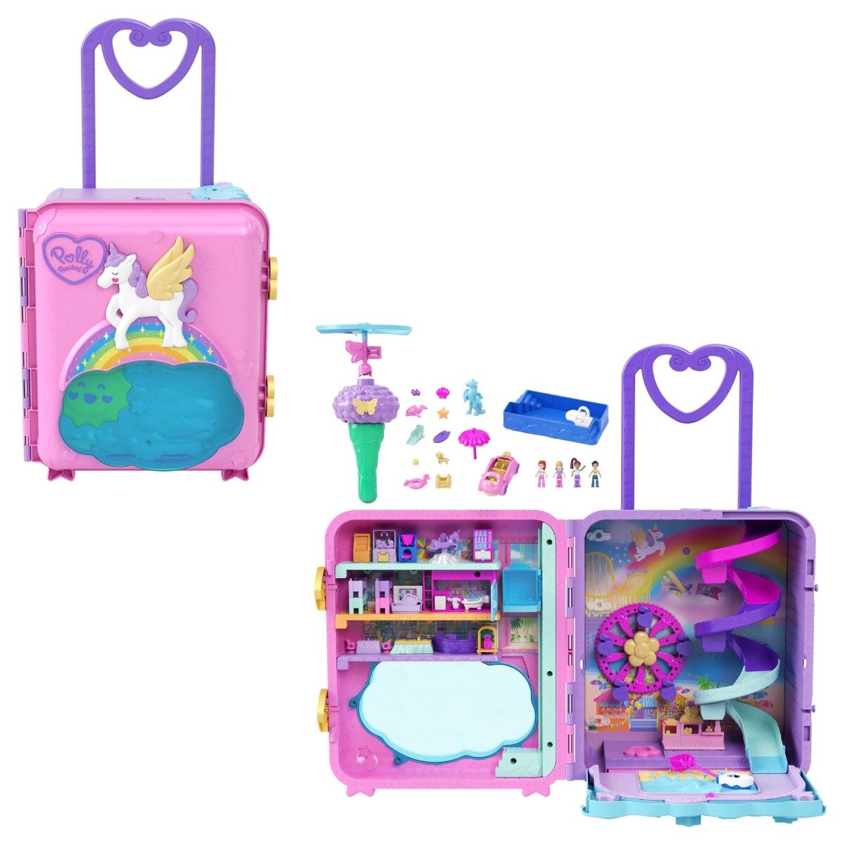 Polly Pocket Set de joaca cu 4 mini papusi in troller HKV43