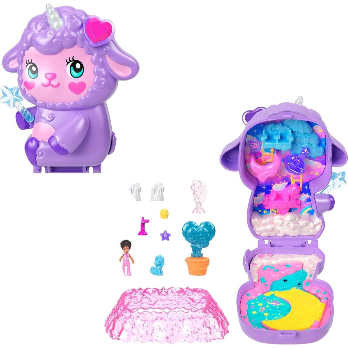 Polly Pocket Set de joaca cu papusa si accesorii in gentuta Cozy Dreamland Lamb JCB15