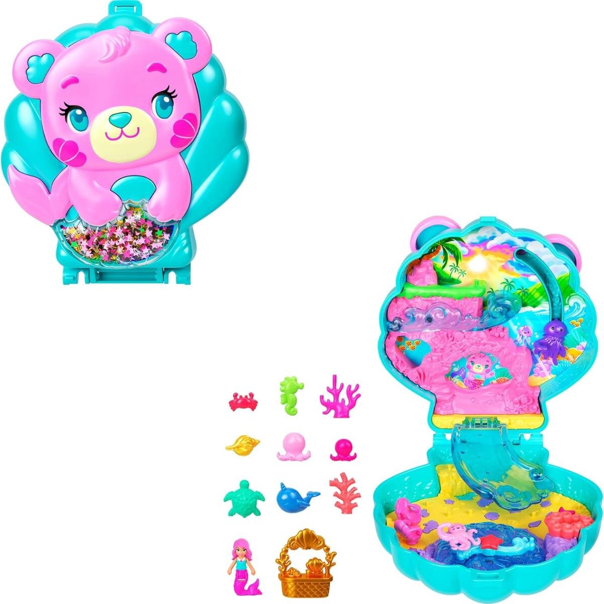Polly Pocket Set de joaca cu papusa si accesorii in gentuta Glitter Island JCB16