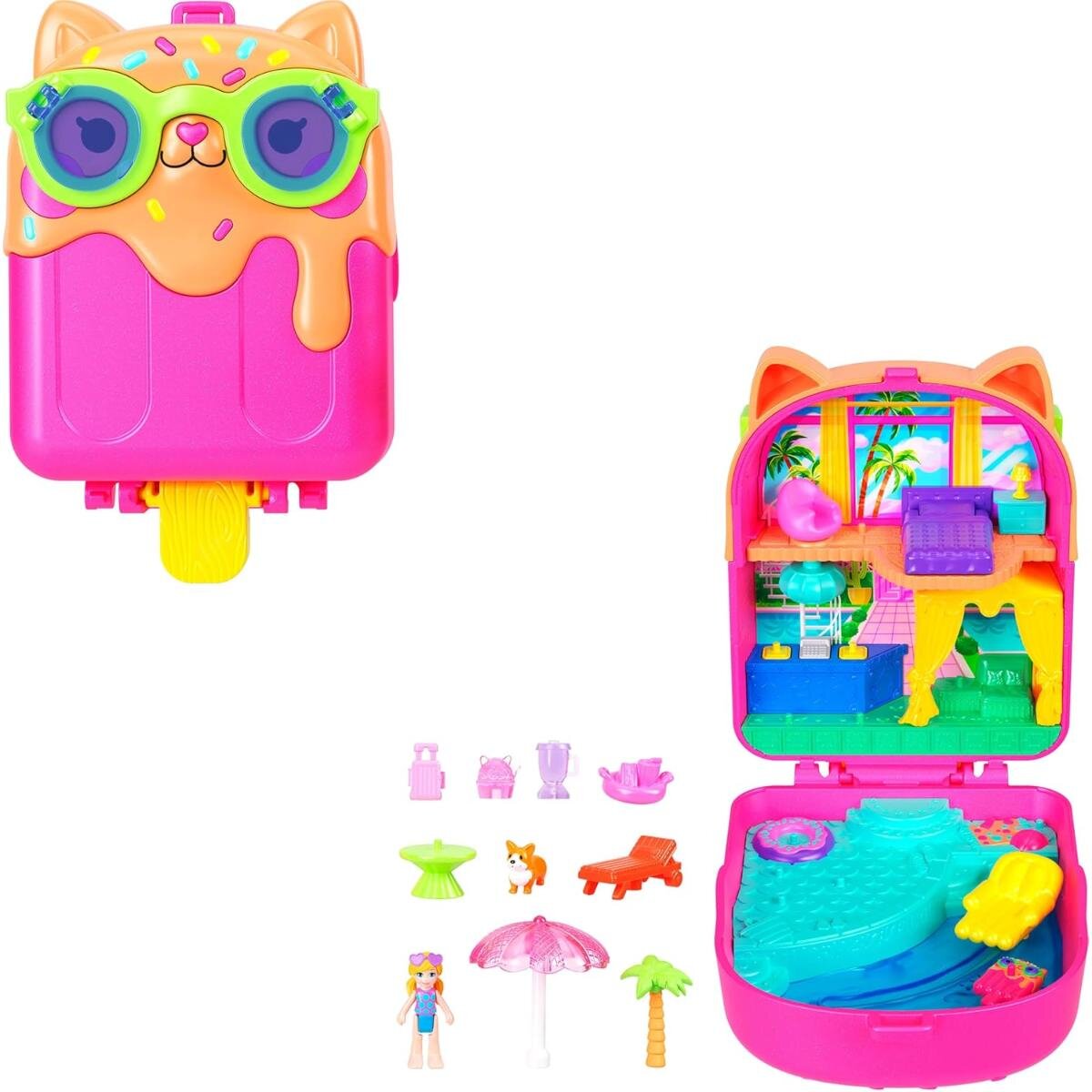 Polly Pocket Set de joaca cu papusa si accesorii in gentuta Kitty Popsicle JCB17