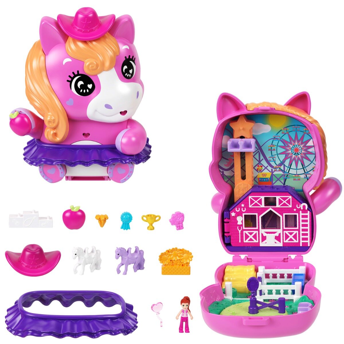 Polly Pocket Set de joaca cu papusa si accesorii in gentuta Rodeo Pony JCR39
