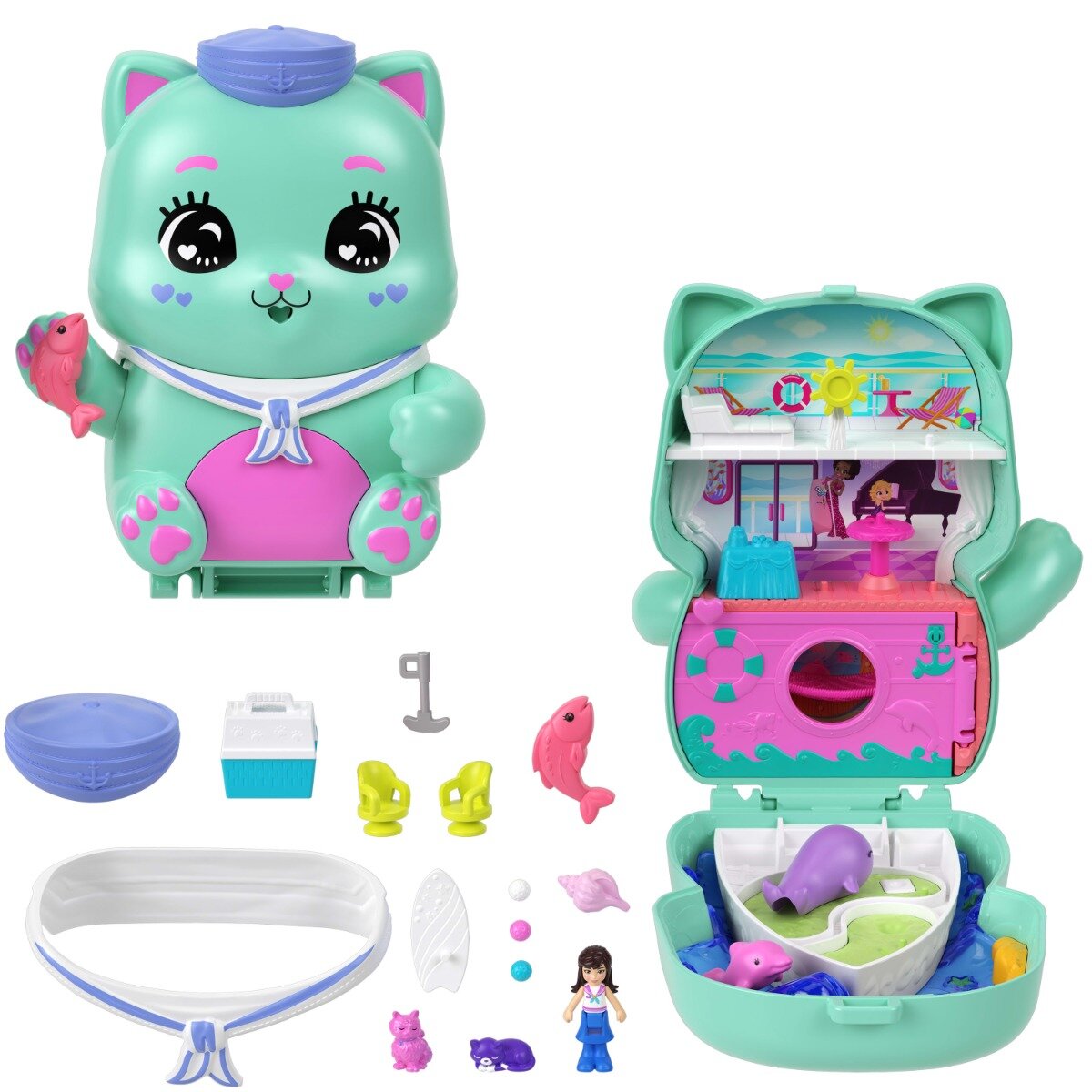 Polly Pocket Set de joaca cu papusa si accesorii in gentuta Sailor Kitten JCR37